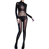 RUIBAVYA Body Stockings For Women Sexy Lingerie Bodysuit Waist Lace Full Body Stocking Shiny Bodysuit