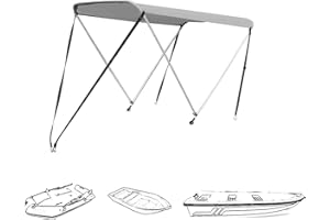 JRANTER Bimini Tops for Boat 2 Bow Portable Foldable Bimini Top Oxford Cloth Cover with Aluminum Frame Quick Release Clips for Width 3.3-4.6 ft Rib,Small Jon/Fishing/Inflatable Boat,Dinghy