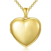 SOULMEET 10K 14K 18K Solid White Gold/Silver Minimalist Style/Infinity Sunflower Heart/Oval Locket Necklace That Holds 1 or 2 Pictures Personalized Photo Locket Necklace Letters Engraving