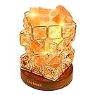 OXA Gorgeous Himalayan Salt Lamp,Natural Hymalain Pink Salt Rock in Crystal Basket(3.85pounds,6.0'') with Dimmer Switch,2xBulbs,UL-Listed Cord &Wood Base