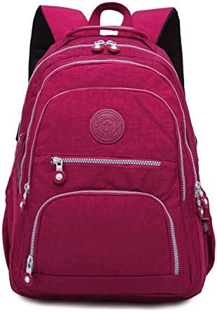 Classic Casual Daypack Ultra Lightweight Nylon Backpack Water Resistant Bagpack (Wine red)