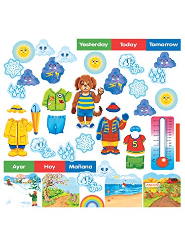 Wally The Weather Dog Felt Figures for Flannel Boards/ Bulletin Board plus lesson guide bilingual