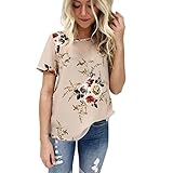 TOPUNDER 2018 Women Short Sleeve Tops Floral Printing Blouse Casual T Shirt Loose