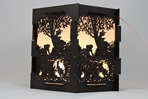 Daedal - Girl and The Rabbit Alice in Wonderland Wooden Hanging Pendant Decorative Ceiling Hanging Pentagon Lamp Chandelier Light Home Decor 20 * 20 * 18 (in cm) DA33