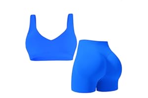 Seamless Workout Sets for Women 2 Piece Scoop Backless Sports Bras Hidden Scrunch Shorts Yoga Outfits Gym Tracksuit