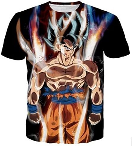 Richnono Men's Fashion 3D Print Dragon Ball Casual T-Shirts (Medium, Fire)