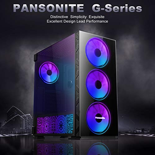 Pansonite Airflow ATX Mid Tower PC Gaming Case with Opening Tempered Glass Panel, E-ATX Supported, 3x140mm ARGB Fans… - Image 3