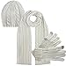 Cable Knit 3 Piece Beanie Hat Texting Gloves & Matching Scarf Set
