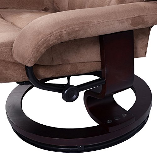Brown Leisure Recliner Chair Ottoman W/ 8-Motor Massage Heated Swivel