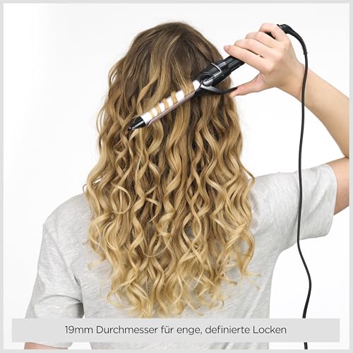 19mm Lockenstab – Satin Touch Beschichtung, 10 Heizstufen, professionelles Styling-Tool für definierte Locken, Schwarz & Pink, C319E