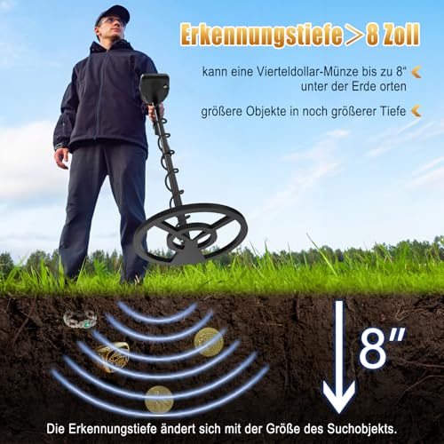 Type-C: OMMO Metal Detector for Adults, Rechargeable Metal Detector Professional Set, 6 Modes, 70-125 cm Adjustable Handle, IP68 10 Inch Waterproof Coil, High Accuracy, Outdoor Metal Detector