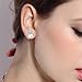 EleQueen 925 Sterling Silver CZ AAA Button Cream Freshwater Cultured Pearl Leaf Bridal Stud Earrings (10mm)
