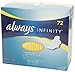Always Infinity Unscented Pads with Wings, Regular Flow, 72 Count