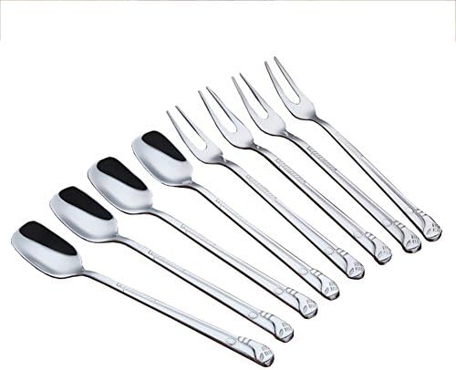 Yarssir Silver Flatware Set - 12 Packs Stainless Steel Flatware Spoons and Forks for Salad/Appetizer Coffee Soup/Iced Drinks Mixing and Stirring