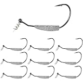 Reaction Tackle Weighted Swimbait Hooks - Weedless Belly Weighted Hooks with Twist Lock Bait Keeper for Soft Plastic Swimbaits - Bass Fishing Hooks (10-Pack)