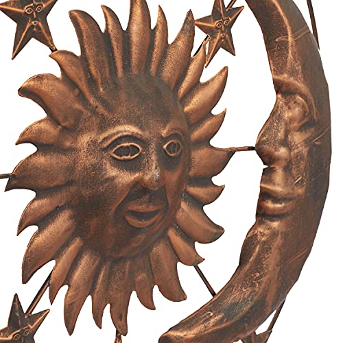 Deco 79 Metal Sun and Moon Indoor Outdoor Wall Decor with Stars, 21" x 1" x 21", Bronze Pricepulse