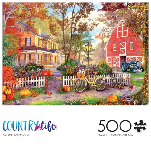 Buffalo Games - Dominic Davison - Autumn Farmhouse - 500 Piece Jigsaw Puzzle For Adults -Challenging Puzzle Perfect for Game Nights - Finished Size is 21.25 x 15.00