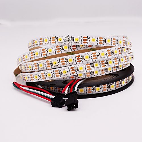 JERCIO Flexible White Color Led Strip Light, Individually Addressable 16.4ft 300 Pixels WWA Dimmble Adjustable Flexible LED Strip, with SK6812(Similar to WS2812), Waterproof IP20, White PCB DC 5V