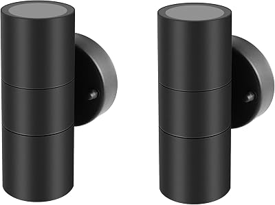 Kerry Outdoor Wall Lights Up Down Mains Black Stainless IP44 4 Pack