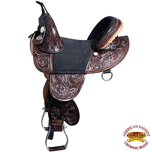 HILASON 13″ 14″ 15″ 16″ 17″ 18″ Classic Series TREELESS Western Trail Barrel Racing American Leather Saddle TAN/Black/Brown/Mahogany
