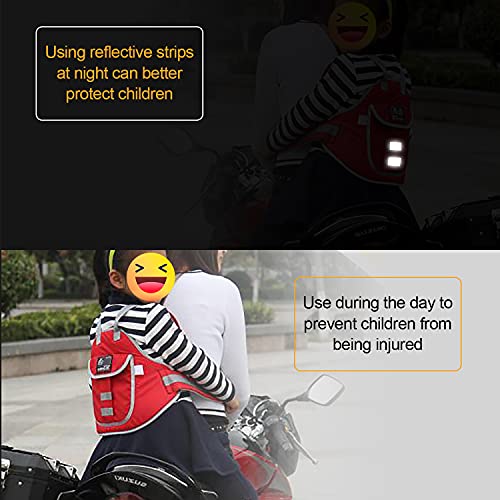 OUSEXI Motorcycle Harness for Kids, Breathable Adjustable Motorcycle Child Safety Harness with Storage Bag,Suitable for Children Aged 2-10 Years-Red