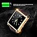 Luxsure Bluetooth 4.0 Smart Watch Waterproof Wrist Watch Phone with Camera Touch Screen and PU Leather Strap Band Smartwatch for IOS iPhone 6 6 plus Samsung Android Smartphones(Gold)