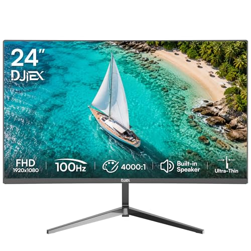 24 Inch Computer Monitor, FHD 1080P Business Monitor 100Hz, Frameless PC Monitor, Built-in Speaker, 99% sRGB, Low Blue Light Eye Care, 4000:1 Contrast Ratio, HDMI & DP, VESA Mountable