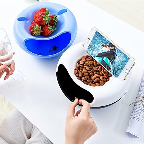 Small Double-Layer Multifunctional Circular Melon Seeds Plate Fruit Plate Storage Box, Nut Bowl with phone holder Fruit Plates