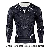 Rulercosplay Black Panther Shirt Long Sleeves Elastic Sport Shirt (L)