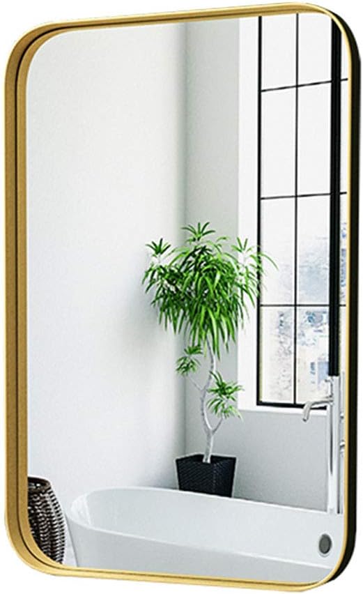 Espejo de pared para baño, Espejo para pared con marco de metal negro