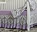 7 Pieces Set Ruffle Grey Puple Floral Baby Crib Nursery Bedding Set Ruffle Sheet