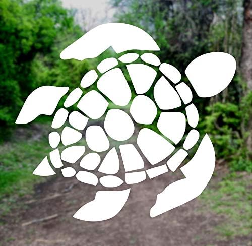 Sea Turtle [Pick Any Color] Vinyl Transfer Sticker Decal for Laptop/Car/Truck/Window/Bumper (5in x 4.5in, White)