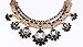 Chunky Black Bib Statement Gold Graduated Flower Charms Festoon Torsade Necklace