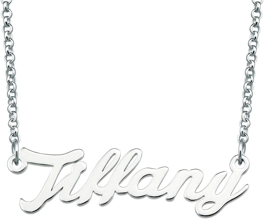 JewelryJo 925 Sterling Silver Name Necklace Customized Personal Semi-Custom Made Personalized Gift for Women Girls Granddaughter 18 Inch Chain