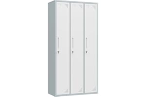 Letaya Metal Lockers for Employees，71" Employees Storage Cabinet with Lock, Steel Storage Locker for Gym, School, Home, Office Staff (Grey White, 3 Door)