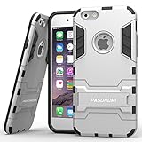 iPhone 6 Plus Case, Pasonomi® [Heavy Duty] [Shock-Absorption] [Kickstand Feature] Hybrid Dual Layer Armor Defender Full Body Protective Case Cover for iPhone 6 Plus (5.5Inch) (Sliver)