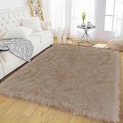 Latepis Shag Rug Area Rug 4x6 Machine Washable Faux
