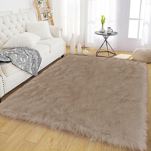 Latepis Shag Rug Area Rug 4x6 Machine Washable Faux