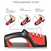 Knife Sharpener with Handler, FDA-Approved Anti-skidding 3-Stage Kitchen Knife Sharpener for Straight Tungsten/Diamond/Ceramic Knives, Extra Knife Sharpener Sticks for Serrated Knives Included