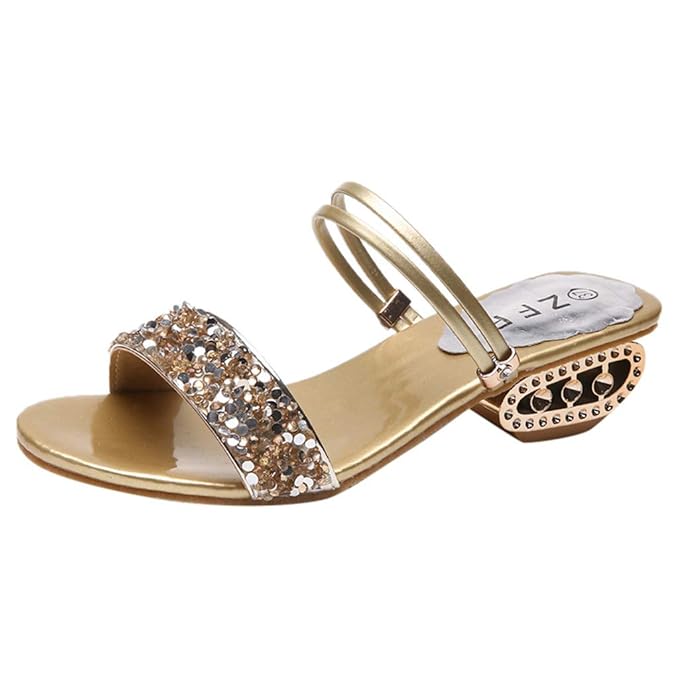 Sandalen Damen,ABsoar Glänzend High Heel Hausschuhe Frauen Strass Slipper Casual Sandalen Fisch Mund Pailletten Wilde Schuhe 
