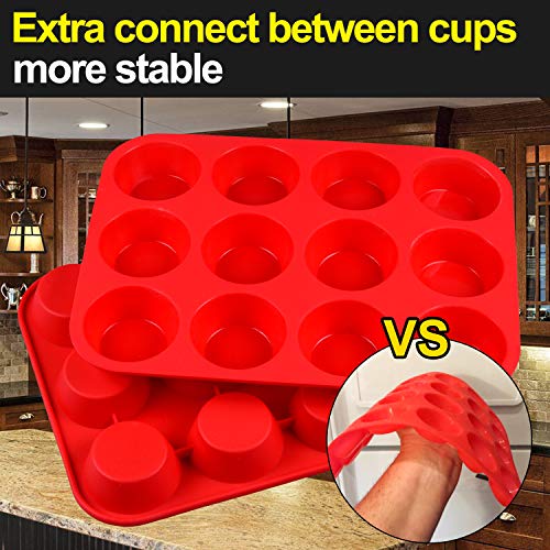 Silicone Muffin Pan Set - Regular 12 Cups Muffin Molds, Non-stick BPA Free Best Food Grade Silicone Molds, Pack of 1