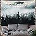 BLEUM CADE Misty Forest Tapestry Mountain Tapestry Wall Hanging Fantastic Fog Magical Trees Tapestry Nature Landscape Tapestry for Bedroom Living Room Dorm (Misty Forest with Mountain, 59.1
