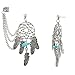 LUX ACCESSORIES Dreamcatcher Leaf Turquoise Stone Dangle Earrings w/Chain Cuff