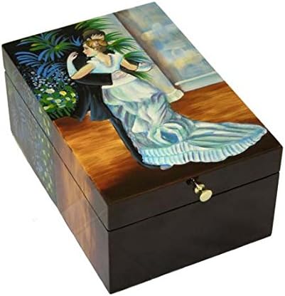 "THE DANCING COUPLE" Hand Painted box, by Coromandel Arts, 9" L x 6" W x 4" H