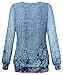 BAISHENGGT Women's Long Sleeve Pleated Front Mesh Blouse Large Blue Flower