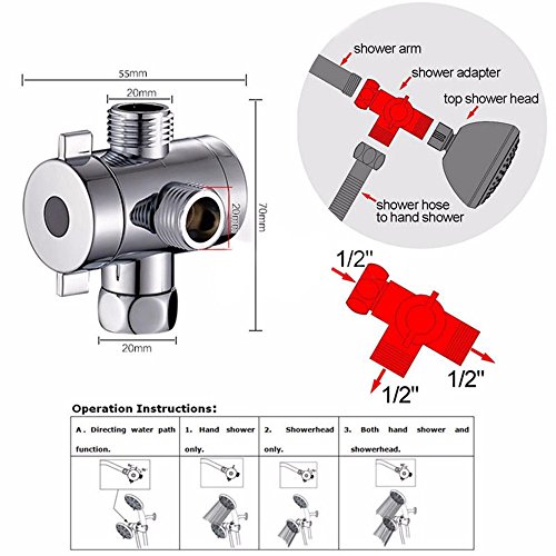 MVPSALE T - Way Adapter Socket,1/2 Inch Three Way T-Adapter Valve for Toilet Bidet Shower Head Diverter Valve