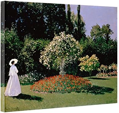 Dzhan - Large Wall Art Woman in a Garden by Claude Monet Paintings Printed on Canvas Landscape Picture Woman Oil Painting for Wall Decor (23 x 31 Inch)