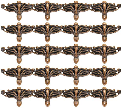 Namvo 20pcs Antique Brass Box Alloy Tiny Leg Shape Jewelry Chest Gift Box Decorative Feet Leg Corner Protector for Embossing Wood Case Decor 36x19mm (Red Bronze)