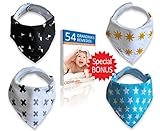 Baby Bandana Drool Bib, Unisex 4 Pack of Extra Absorbent 100% Organic Cotton, Baby Cute Gift Set for Boys and Girls, By Cool4Baby