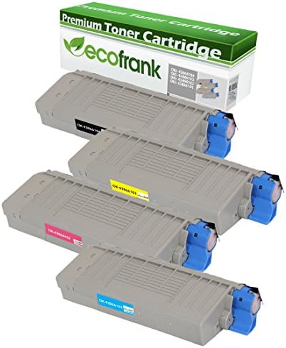 EcoFrank Compatible (High Yield) Toner Cartridge Replacement for Okidata 43866104 44318604 43866103 44318603 43866102 44318602 43866101 44318601 (Black, Cyan, Magenta, Yellow)